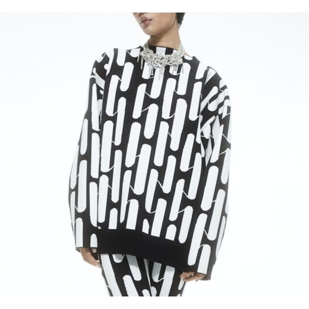 HM Studio AW 2022 Oversized Jacquard Knit Sweater Op Art Heavy Sculpted NWT